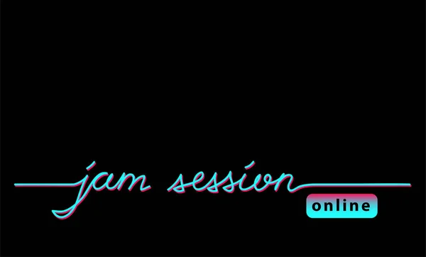 Online jam session černý web banner, pozadí s tiktok barev. — Stockový vektor