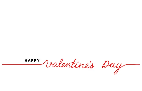 Buon San Valentino design lettering vettoriale minimale. Uno, disegno a linea continua, sfondo, banner . — Vettoriale Stock