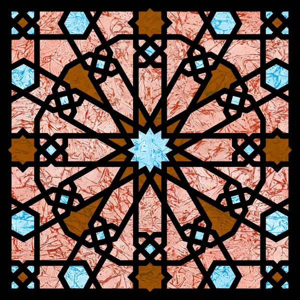 Islamitische, Arabische vierkante tegelstructuur met rijke textuur. — Stockfoto