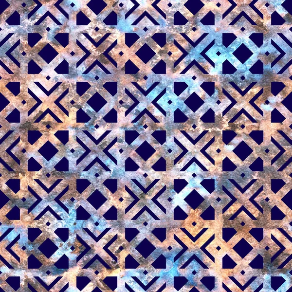 Grila geometrică albastră colorată în stil arabesque. Model fără sudură — Fotografie, imagine de stoc