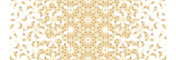 Frontière vectorielle arabe marocaine, motif. Modèle de frontière riche géométrique avec désintégration arabesque dorée — Image vectorielle