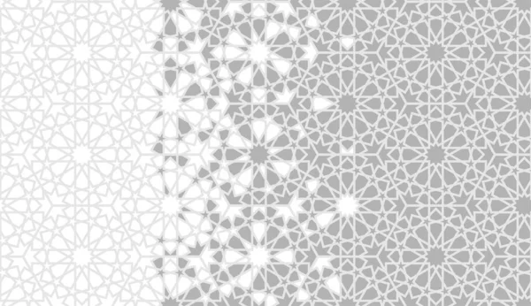 Mozaïek naadloze vectorrand, patroon, achtergrond, behang. Geometrische mozaïek halftoon achtergrond met grijze arabesque desintegratie — Stockvector