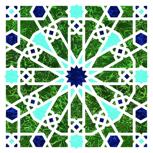 Arabische vierkante geometrische tegel textuur met rijke textuur. Decoratieve Arabische tegel — Stockfoto