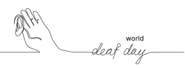 世界聋人日简单单行草图、背景、网页横幅.连续手绘横幅。聋人日书信 — 图库矢量图片