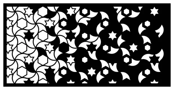 Panel de corte láser Jali. Panel vectorial decorativo para corte por láser. Plantilla Jali para valla de privacidad en estilo árabe . — Vector de stock