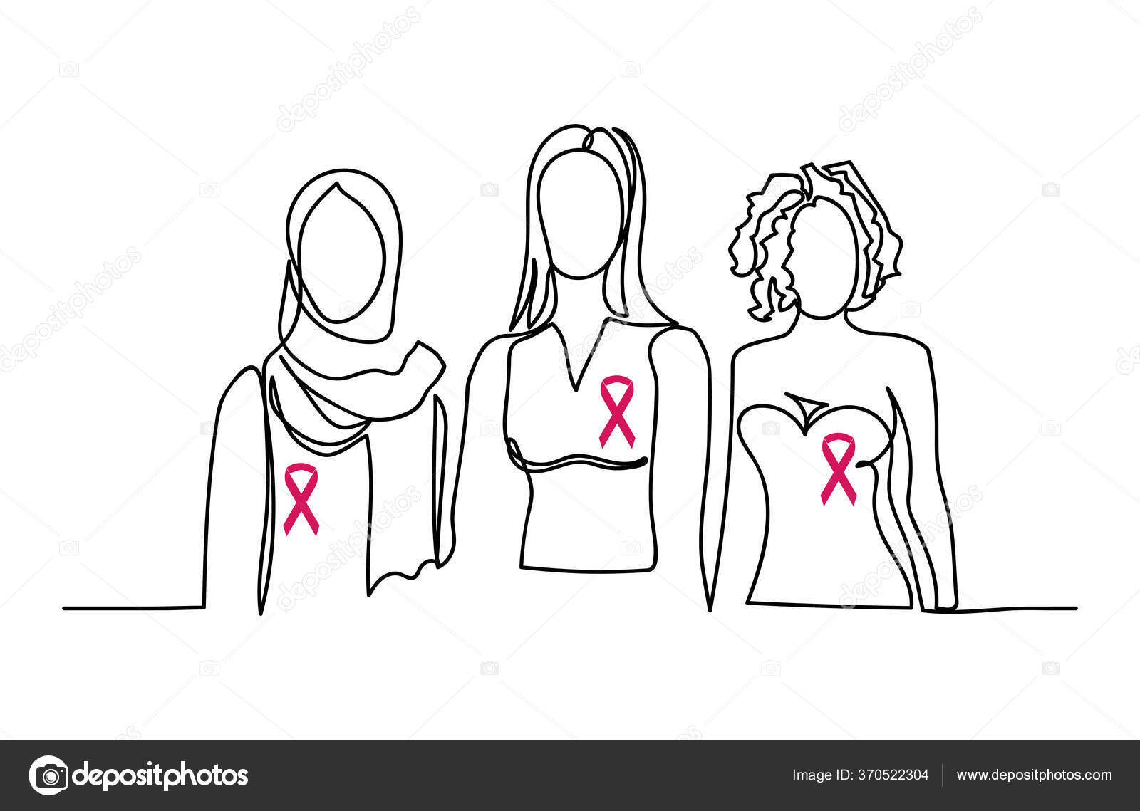 Silhouette of Slender Woman and Red Ribbon Stock Vector