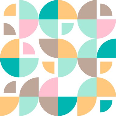 Geometrik basit vintage vektör modeli. İsviçre modernizmi eski geometrik çember, yuvarlak şekiller desen