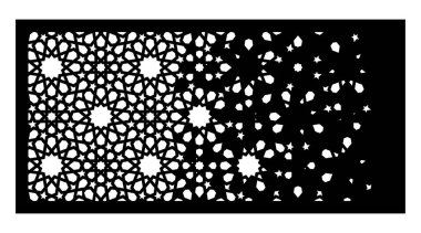 Arapça cnc lazer deseni. Cnc kesimi için dekoratif vektör paneli. Arabesk tarzında iç bölünme için Arapça şablon. Oranı 12