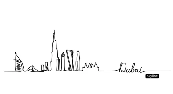 Dubai, uae vector skyline. One continuous line drawing buildings, towers of Dubai silhouette — Stock Vector