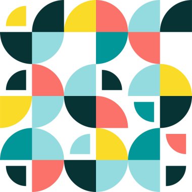 İsviçre modernizmi geometrik yuvarlak arka planı şekillendirir. Modern İsveç geometrisi ile vektörsüz desen