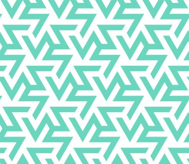Renk 2020. Neo nane, zümrüt, turkuaz zigzag geometrik vektör dikişsiz desen. Arka plan, duvar kağıdı, moda, kapak, tekstil, baskı, kumaş, tekstil için neo-nane renklerinde yinelenen doku