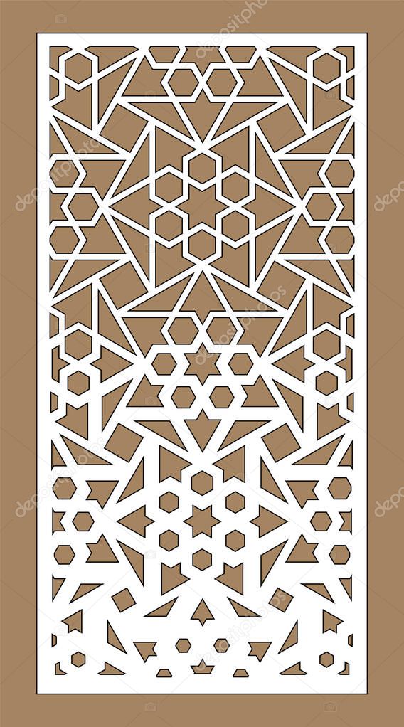 Jali decorative vector panel,screen,fence design. Cnc geometric template for laser cutting. Laser pattern for cut