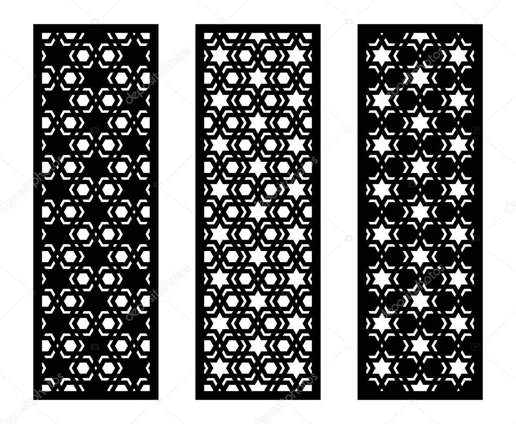 Laser cut vector panel, screen, fence, divider. Cnc decorative pattern, interior element. Islamic arabic laser cutting