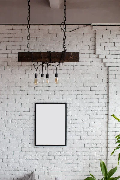 モックアップ、白いレンガの壁。熱帯の背景. — ストック写真