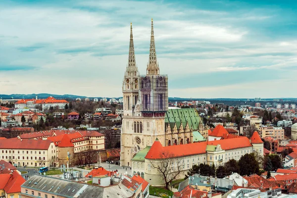 Panoramic view of Zagreb Cathedral, Croatia. — Stok fotoğraf