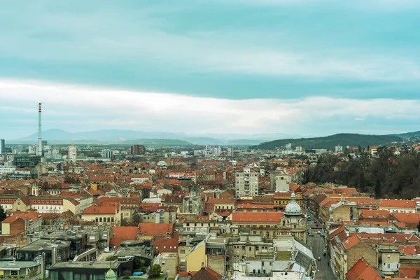 Hırvatistan Başkenti Zagreb Manzaralı Hava Manzarası — Stok fotoğraf