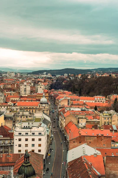 Ilica Caddesi Zagreb Hırvatistan Panoramik Hava Manzarası — Stok fotoğraf