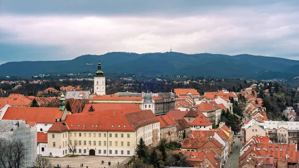 Hırvatistan Başkenti Zagreb Hava Manzarası — Stok fotoğraf