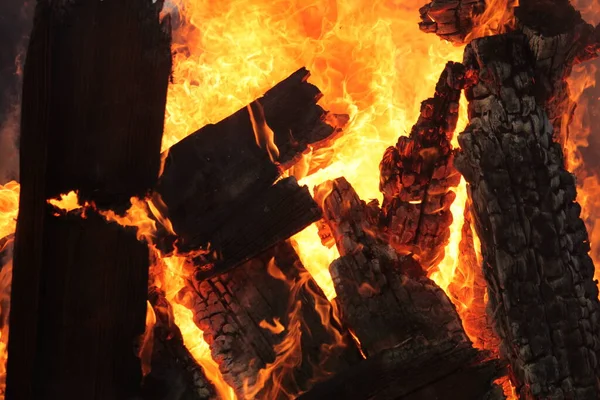 Vecchia Casa Legno Fiamme — Foto Stock