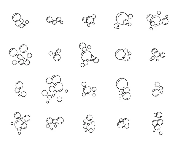 거품이 Thin Line Soap Bubbles Symbols Isolated White Background 인터넷 — 스톡 벡터