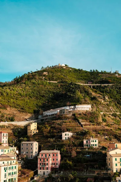 Άποψη Του Riomaggiore Από Την Κορυφή Του Λόφου Παλιό Χωριό — Φωτογραφία Αρχείου