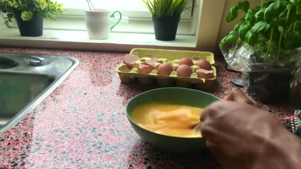 Homem Lapso Tempo Fazendo Omelete Casa — Vídeo de Stock