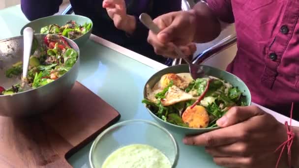 Couple Having Breakfast Home Morning — Stock Video