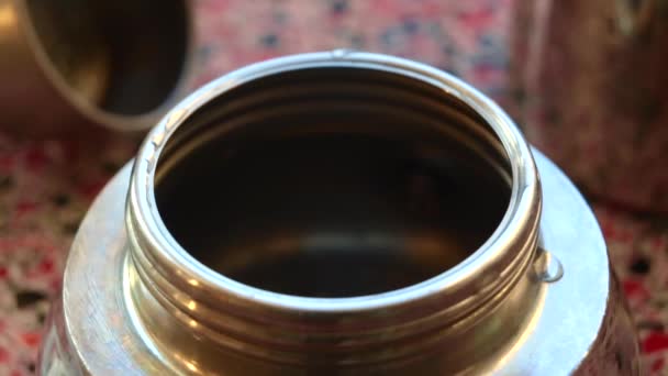 Macro View Coffee Being Made Moka Espresso Pot Sec — Stock Video