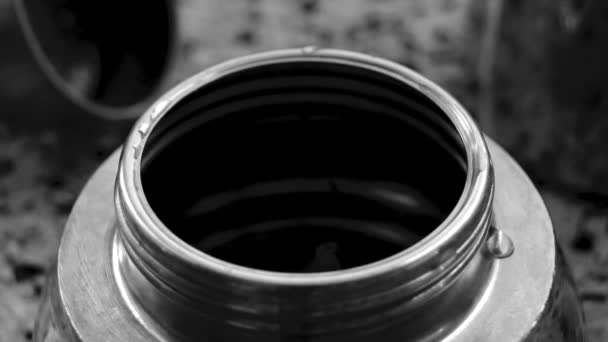 Macro Vista Del Caffè Preparazione Una Caffettiera Moka — Video Stock