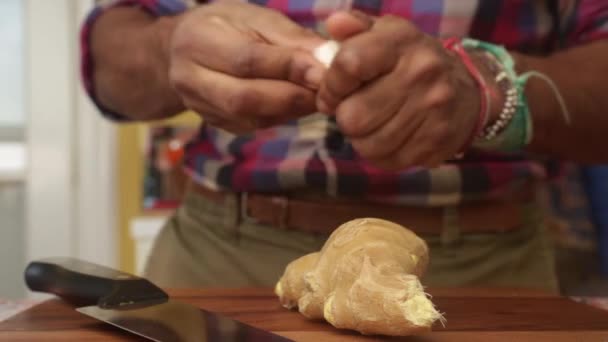 Low View Person Making Ginger Lemon Tea Home — Stock Video