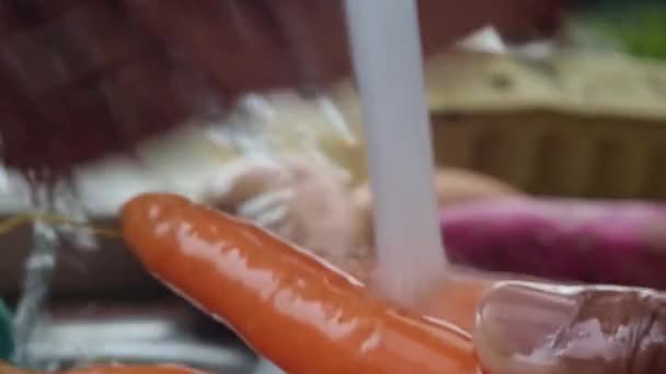 Makro Pohled Osobu Připravující Zeleninu Kuchyni — Stock video