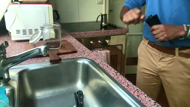 Person Grinding Coffee Beans Home — Stock Video