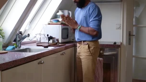 Person Making Espresso Coffee Moka Pot Home — Stock Video