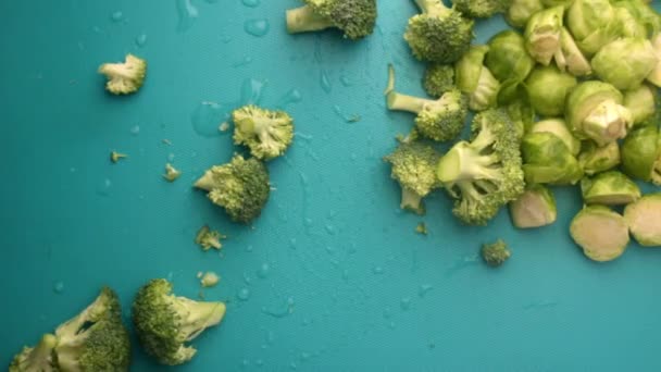 Degrés Vue Chef Préparant Choux Bruxelles Brocoli — Video