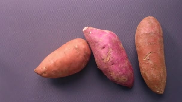90度主厨 准备红薯和苔藓芽 — 图库视频影像