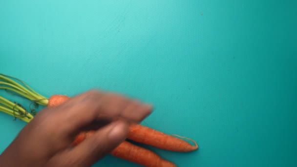 Top View Chef Preparing Organic Sweet Potatoes Carrots — Stock Video