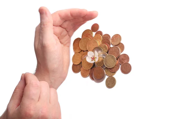 Erkeklerin önceden belirlediği para biriktirme kavramı metal paralar alır. Girmek için paranızı yatırın, iş ve gelecek kavramları gelişir. Para için. Euro