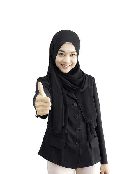 Smart Vacker Asiatisk Muslimsk Kvinna Modern Kurung Och Hijab Positiva — Stockfoto