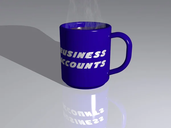 Perspective Coffee Mug Business Accounts Written Illustrated Steaming Hot Drink — Stock Photo, Image