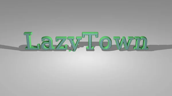 3D illustration of LazyTown text with light perspective and shadows, an image ideal for both commercial and editorial use