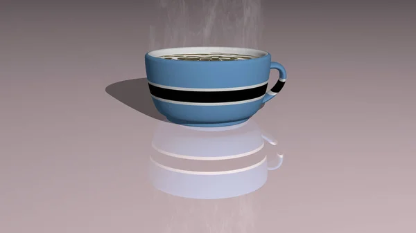 Country Zászló Botswana Helyezni Egy Csésze Forró Kávé Tükröződik Padlón — Stock Fotó