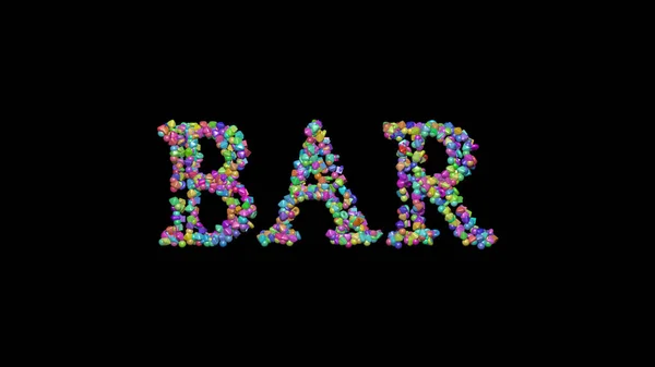 Colorful Writting Bar Text Small Objects Dark Background Matching Shadow — Stock Photo, Image