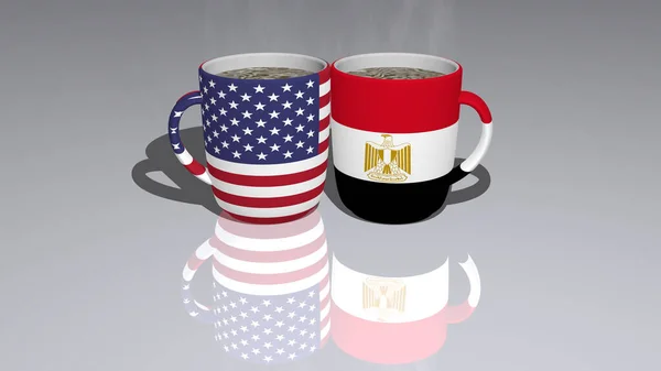 United States America Egypt Relationship Conflict Pair Coffee Cups Editorial — Stock Photo, Image