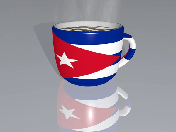Illustration Country Flag Cuba Placed Cup Hot Coffee Realistic Perspective — Stock Photo, Image