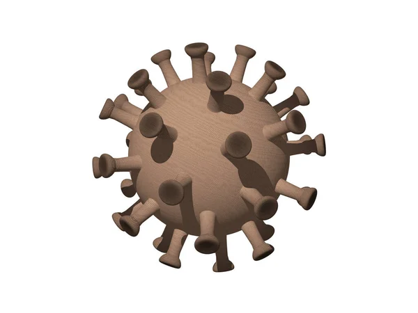 Illustration Virus Wood Corona Fait Bras Collants Sur Balle Centrale — Photo