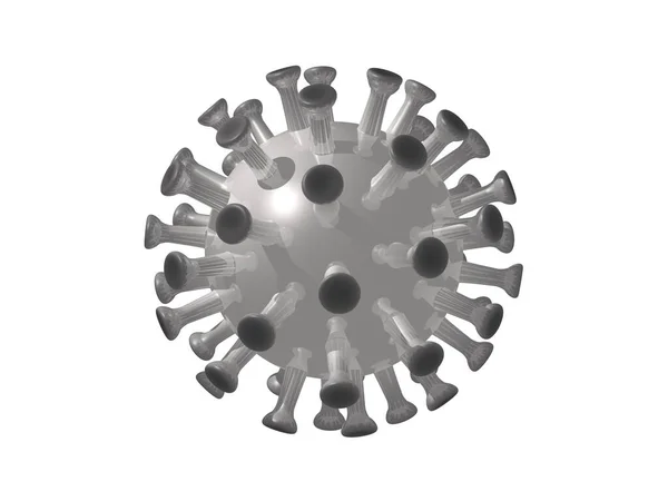 現実的な影と視点を持つコアボールに粘着性のある腕で作られた銀コロナウイルスの3Dイラスト — ストック写真