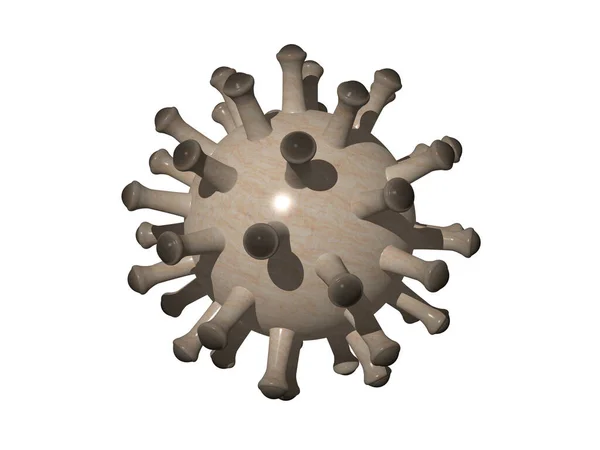 Coronavirus Πέτρινη Υφή Τρισδιάστατη Απεικόνιση Λευκό Φόντο Φωτισμό Και Σκιές — Φωτογραφία Αρχείου