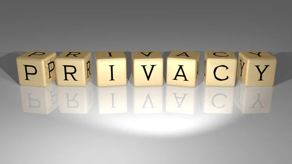 Privacy Built Golden Cubic Letters Top Perspective Excellent Concept Presentation — Stock Photo, Image