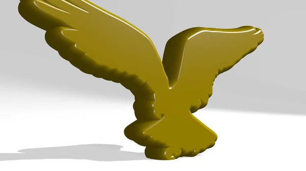 Águila Hecha Por Ilustración Una Escultura Metálica Brillante Una Pared —  Fotos de Stock