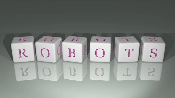 Brillante Robots Construido Por Letras Cúbicas Desde Perspectiva Superior Excelente — Foto de Stock